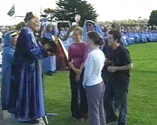 Presentation of awards to three young people at the 2000 Open Gorseth in Falmouth, Cornwall