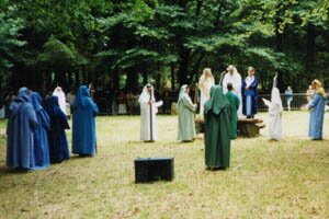 Visit by 20 Cornish Bards to the Breton Gorsedd at Menez Meur in July 1999